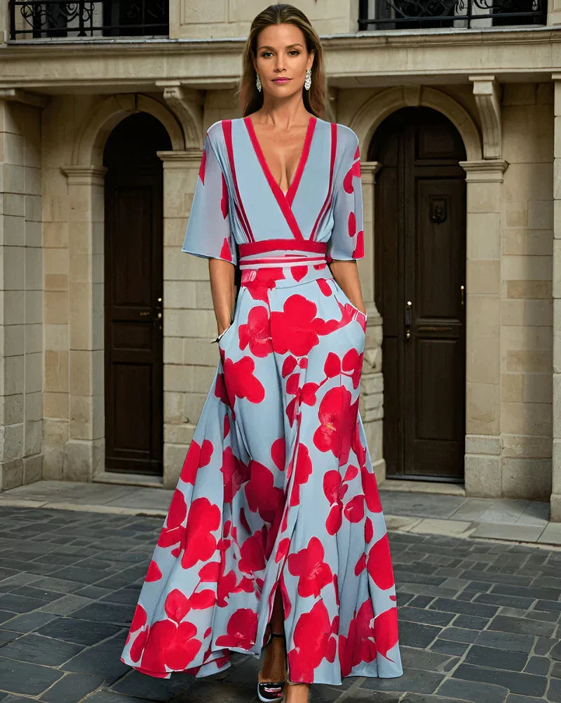 ELISA - ELÉGANTE ROBE PORTEFEUILLE À FLEURS