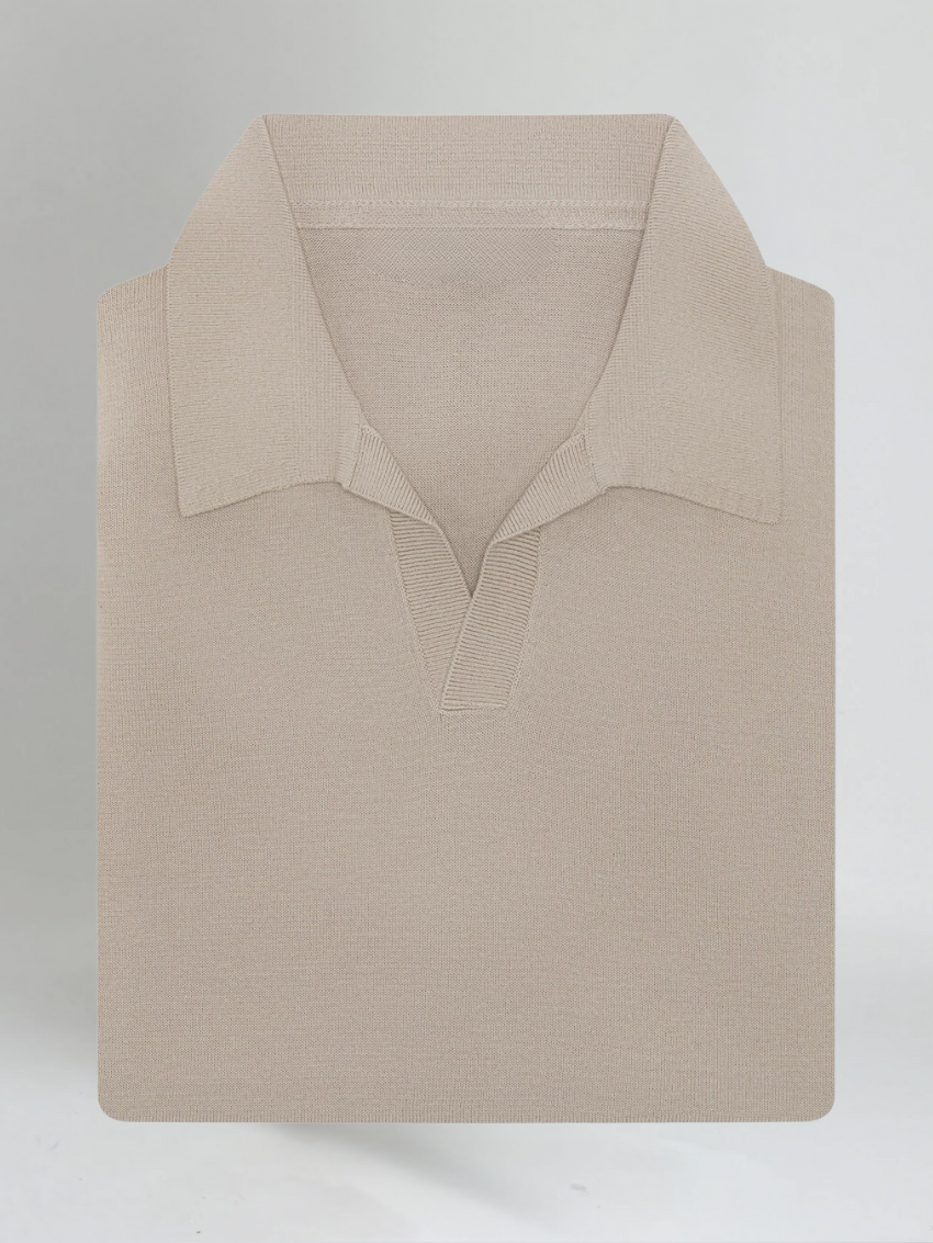POLO DÉBOUTONNÉ - TAUPE