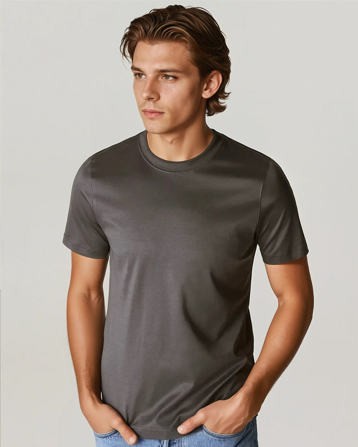 T-SHIRT SUPIMA SIGNATURE - MARRON FONCÉ