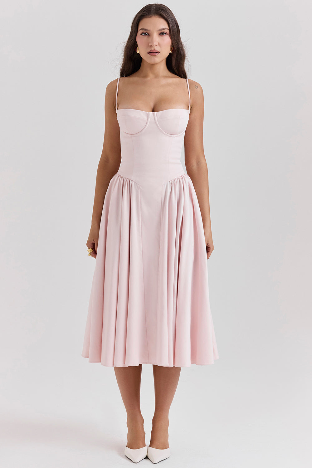 ÉLISE | ROBE MIDI À CORSET EN SATIN
