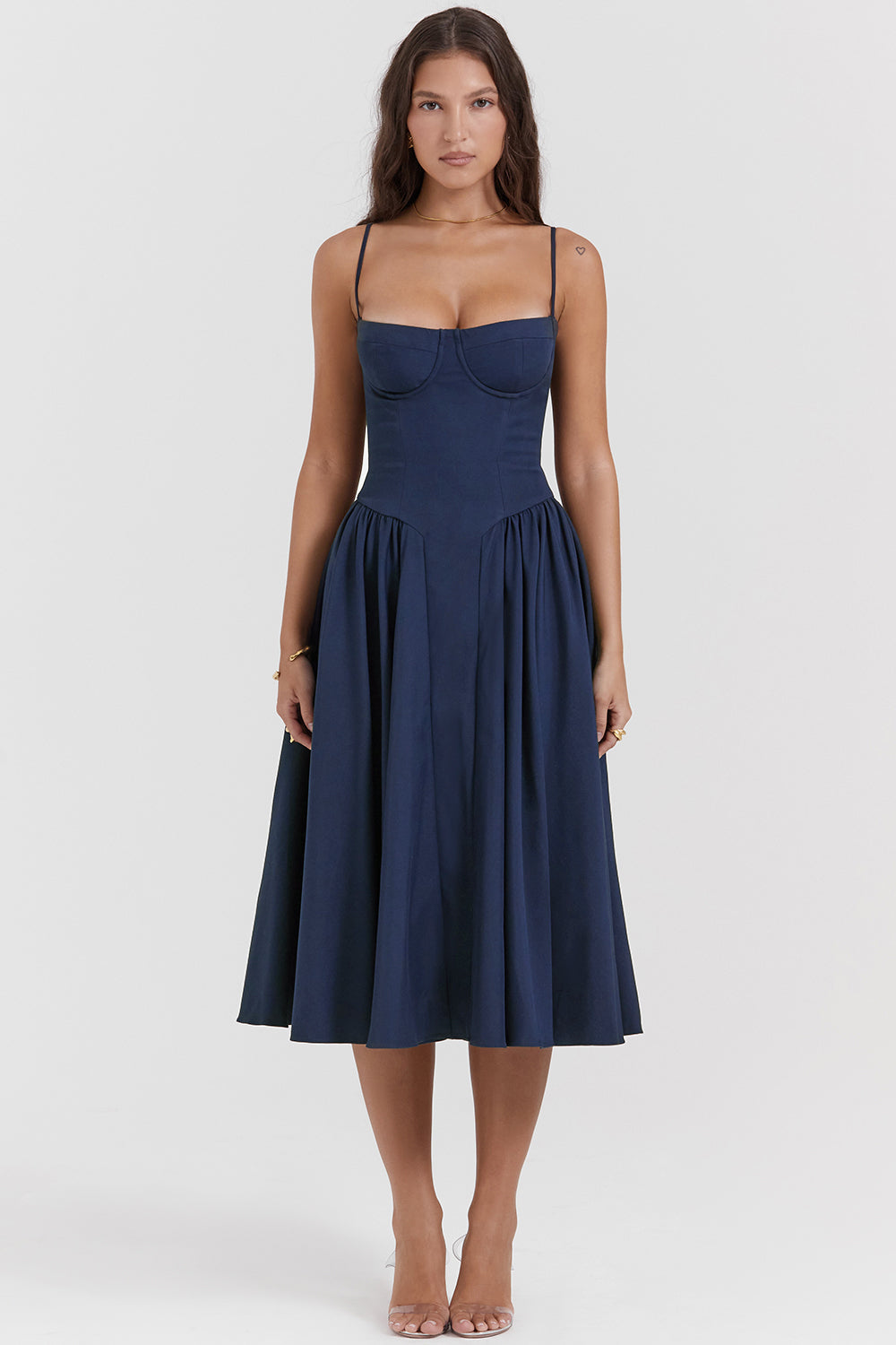 ÉLISE | ROBE MIDI À CORSET EN SATIN
