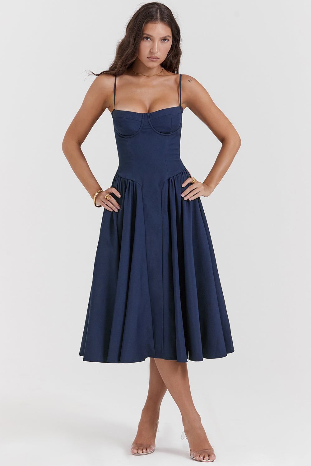 ÉLISE | ROBE MIDI À CORSET EN SATIN