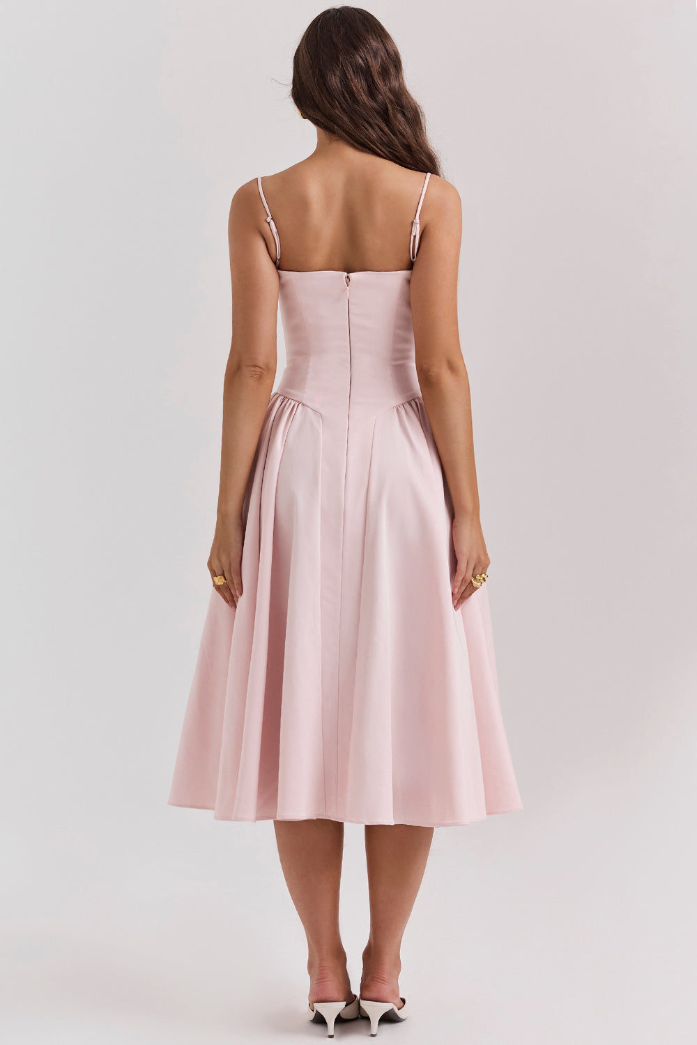 ÉLISE | ROBE MIDI À CORSET EN SATIN