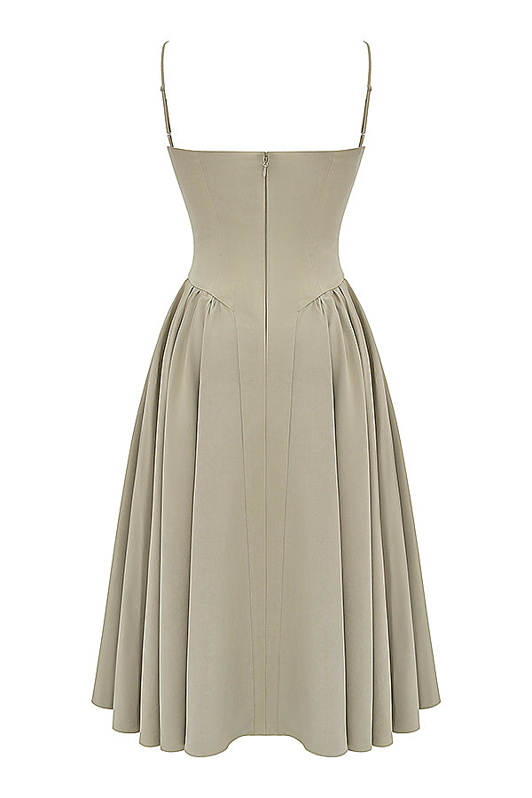 ÉLISE | ROBE MIDI À CORSET EN SATIN