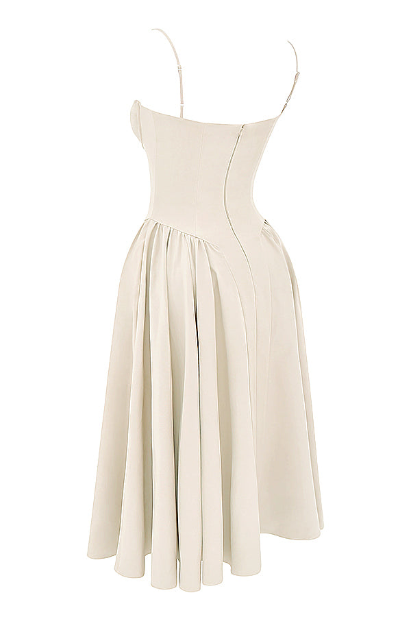 ÉLISE | ROBE MIDI À CORSET EN SATIN