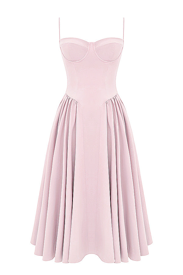 ÉLISE | ROBE MIDI À CORSET EN SATIN