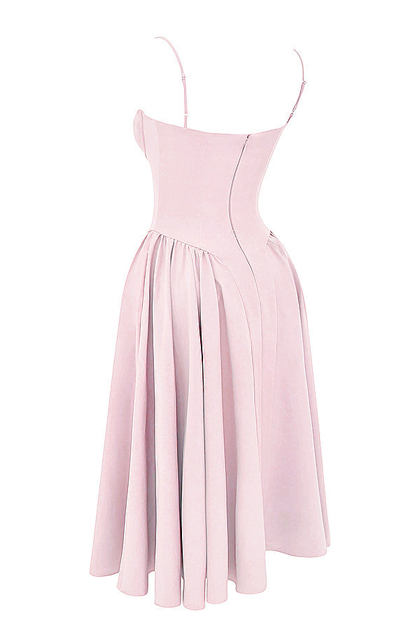 ÉLISE | ROBE MIDI À CORSET EN SATIN