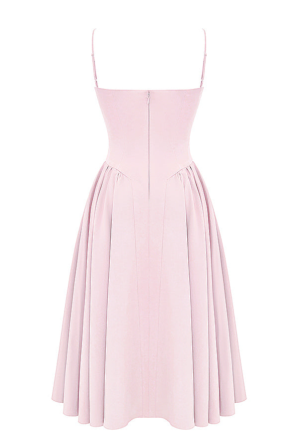 ÉLISE | ROBE MIDI À CORSET EN SATIN
