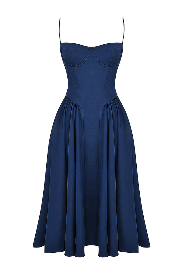 ÉLISE | ROBE MIDI À CORSET EN SATIN