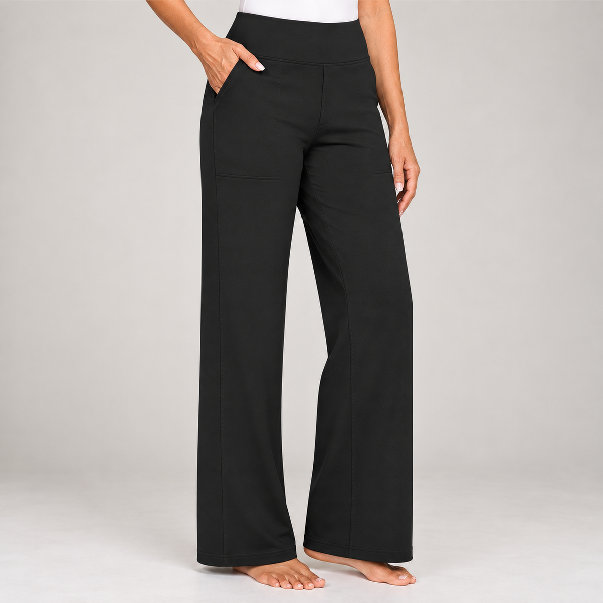 Pantalon stretch confort taille haute – Noir