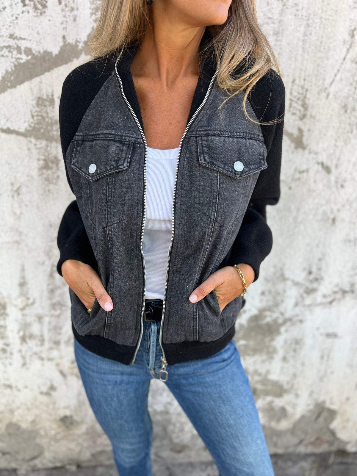 Feromona™ |  Veste décontractée avec fermeture éclair et col en V