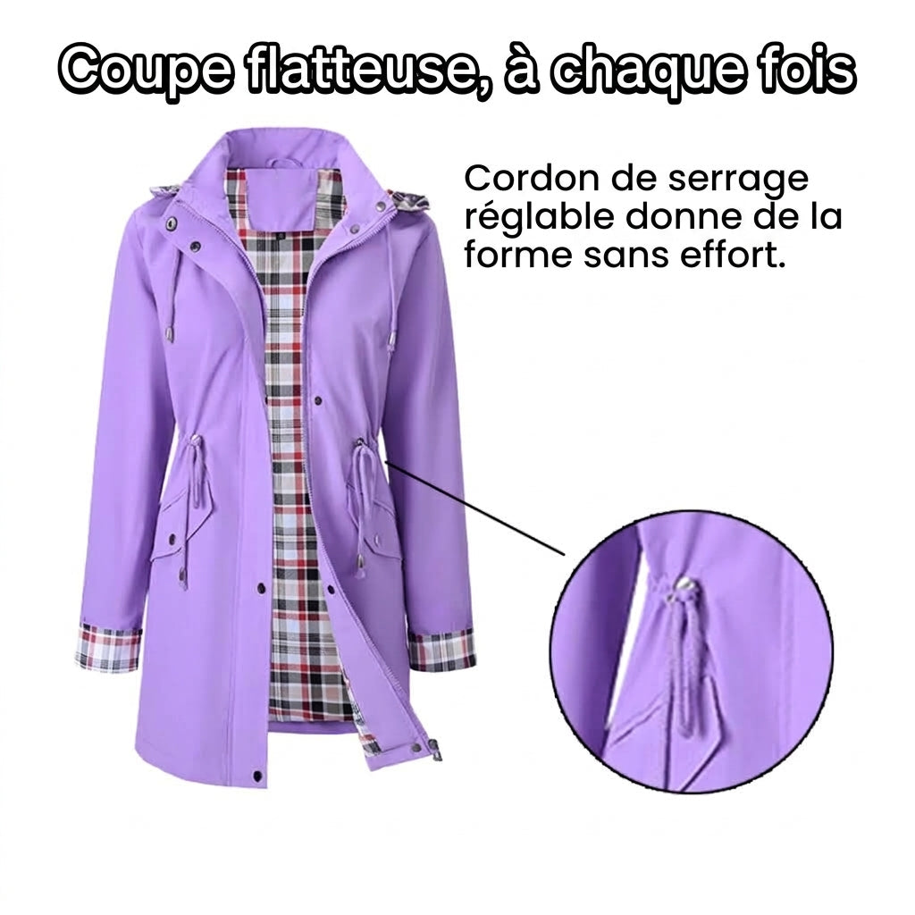 Veste Imperméable Femme Légère – Coupe Cintrée à Capuche Amovible