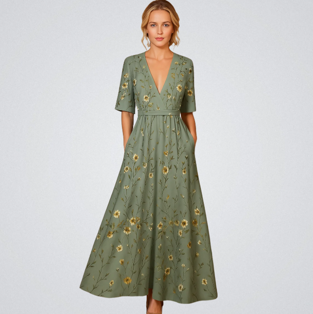 ELISA - ELÉGANTE ROBE PORTEFEUILLE À FLEURS