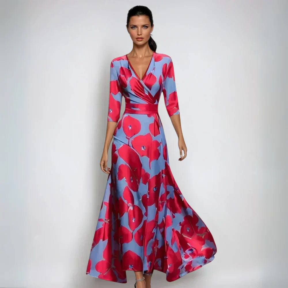 ELISA - ELÉGANTE ROBE PORTEFEUILLE À FLEURS