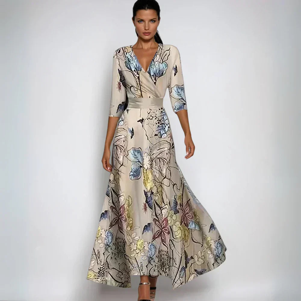 ELISA - ELÉGANTE ROBE PORTEFEUILLE À FLEURS