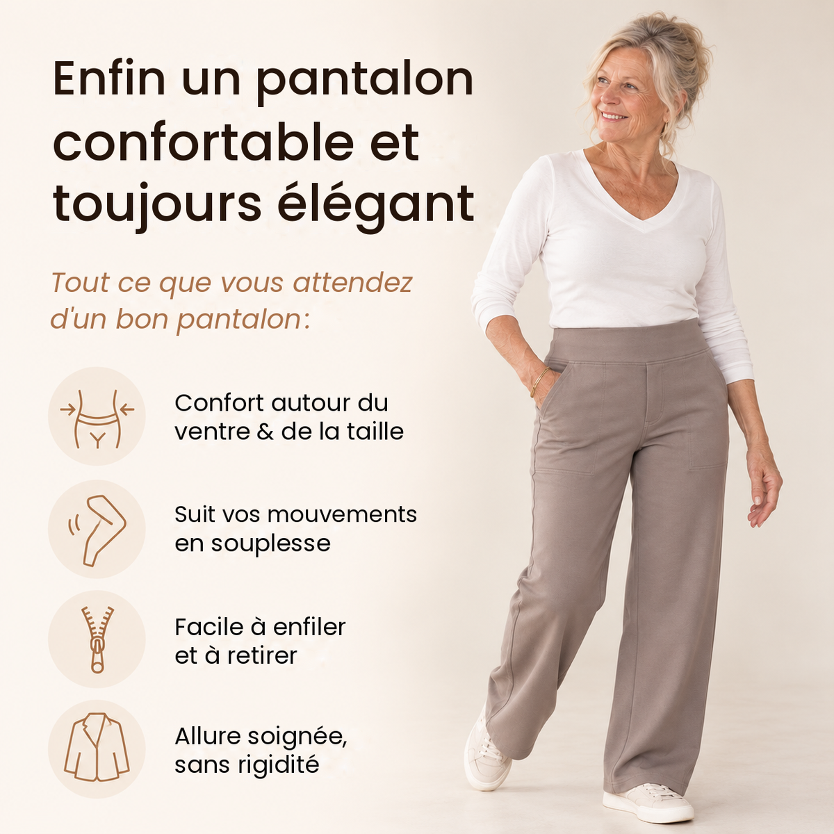 Clara | Pantalon Stretch Confort Taille Haute – Élégant & Sans Serrer