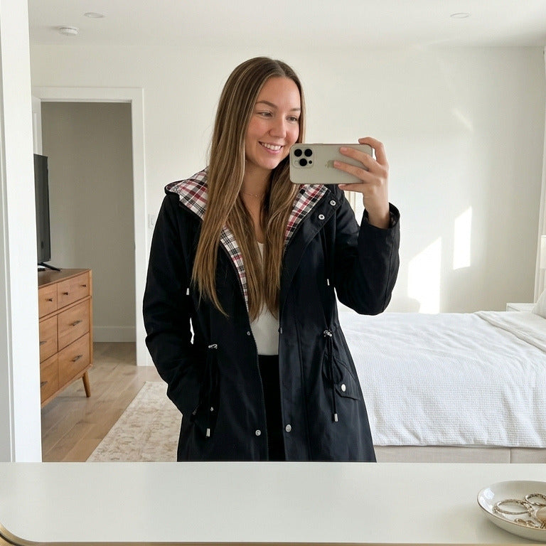 Veste Imperméable Femme Légère – Coupe Cintrée à Capuche Amovible
