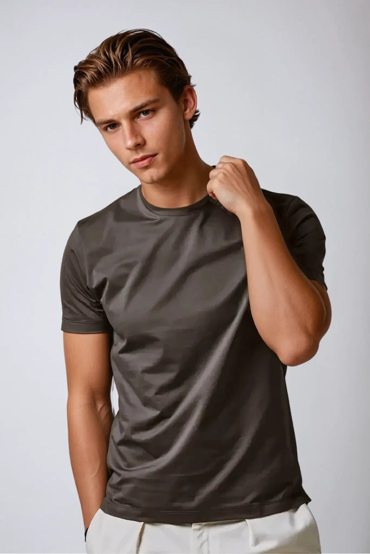 T-SHIRT SUPIMA SIGNATURE - MARRON FONCÉ