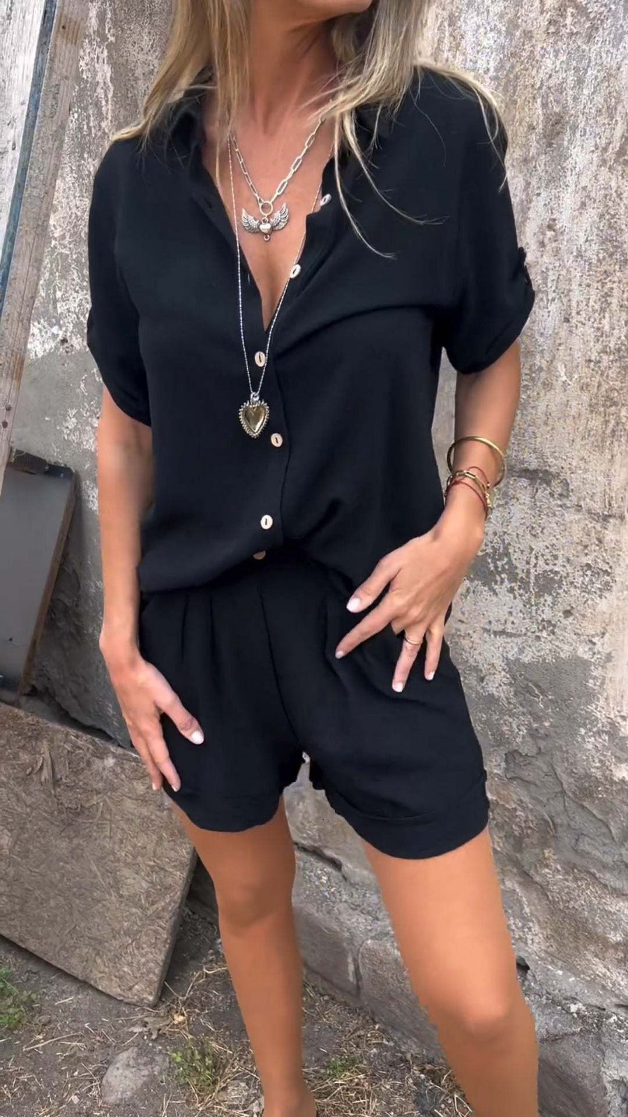 ENSEMBLE CHEMISE & SHORT EN LIN MÉLANGÉ