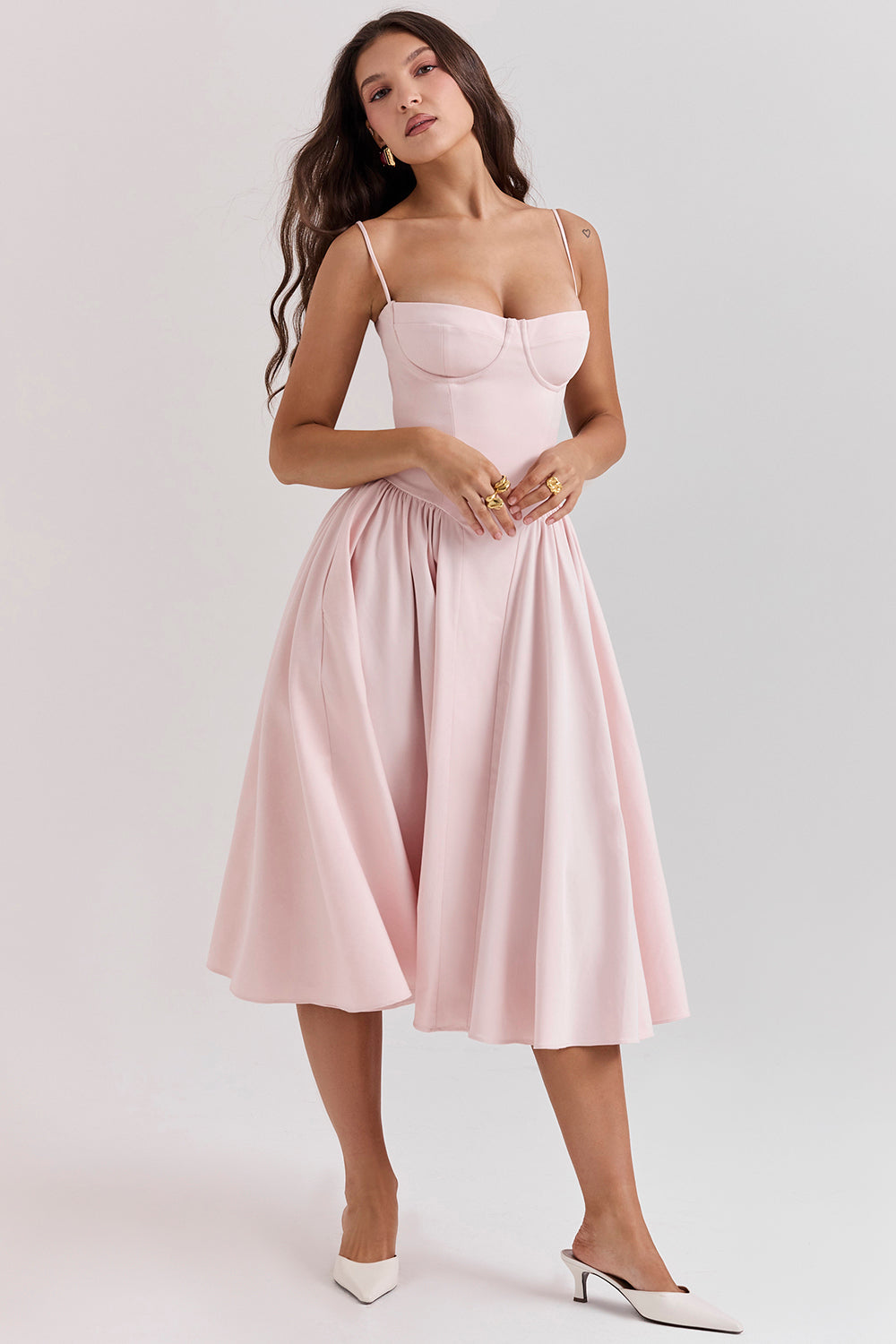ÉLISE | ROBE MIDI À CORSET EN SATIN