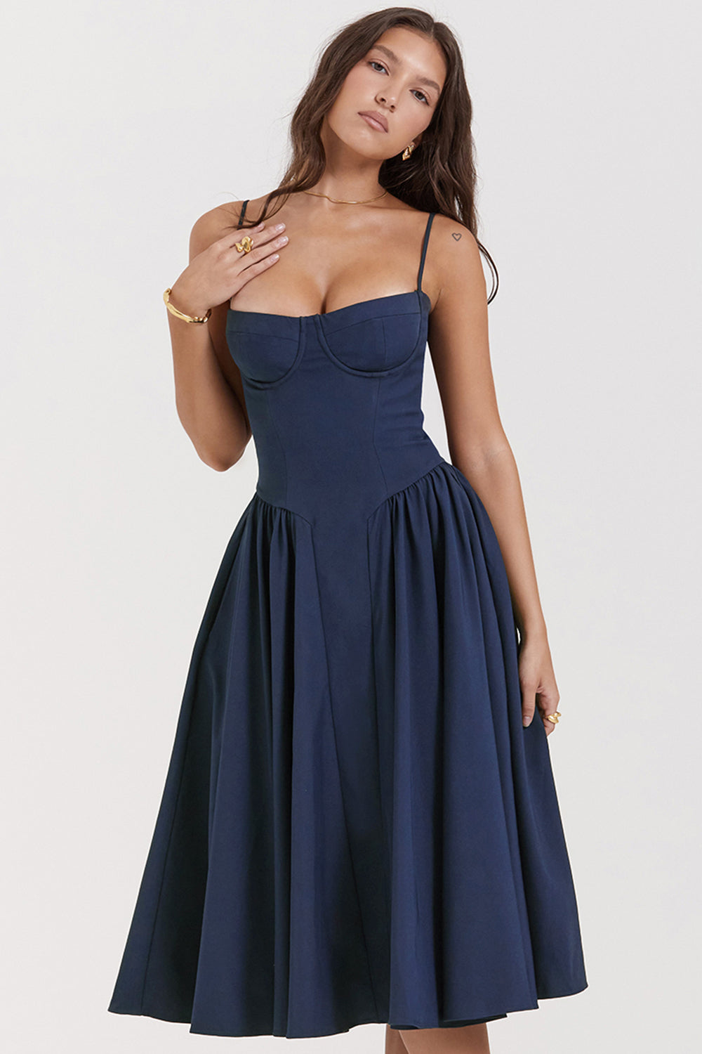 ÉLISE | ROBE MIDI À CORSET EN SATIN