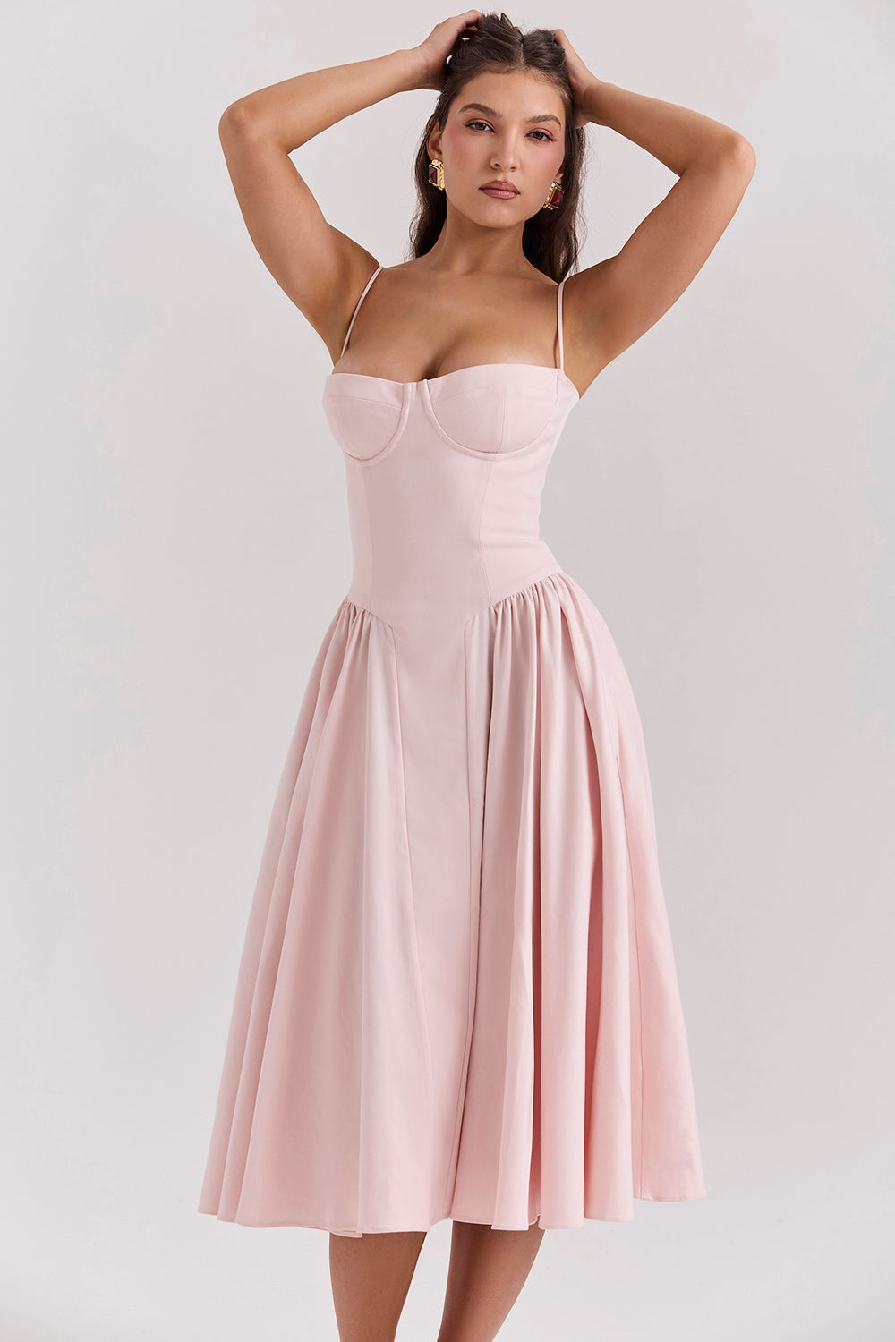ÉLISE | ROBE MIDI À CORSET EN SATIN