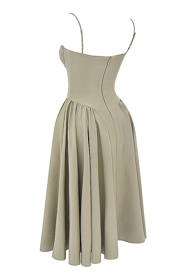 ÉLISE | ROBE MIDI À CORSET EN SATIN
