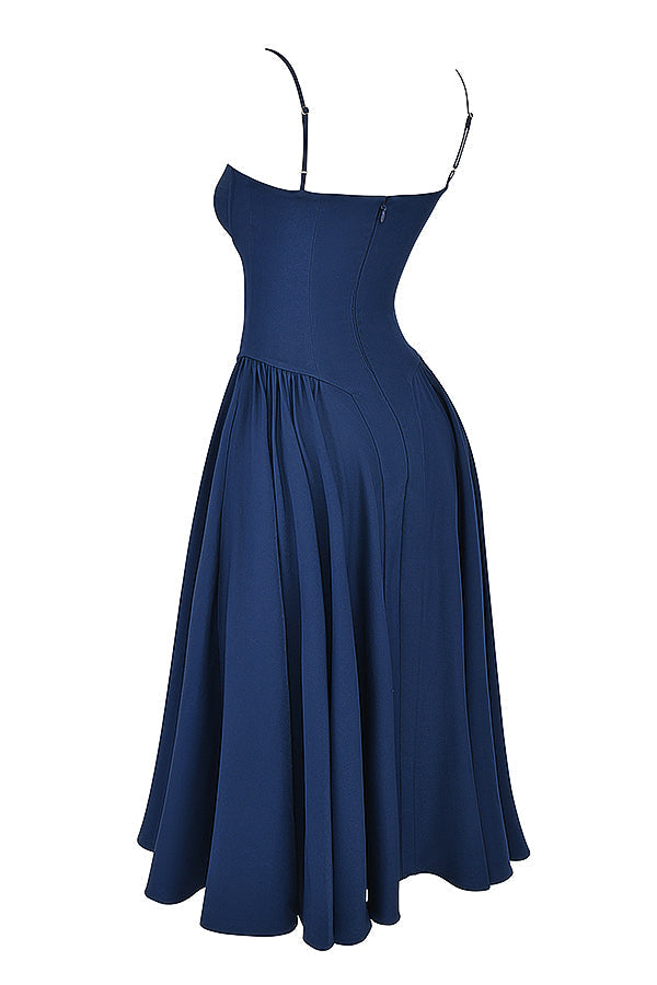ÉLISE | ROBE MIDI À CORSET EN SATIN