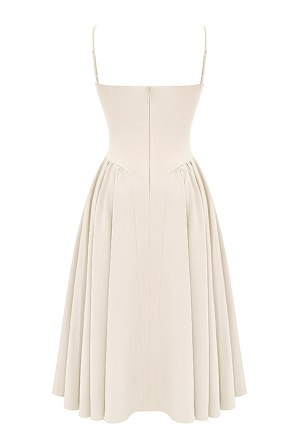 ÉLISE | ROBE MIDI À CORSET EN SATIN